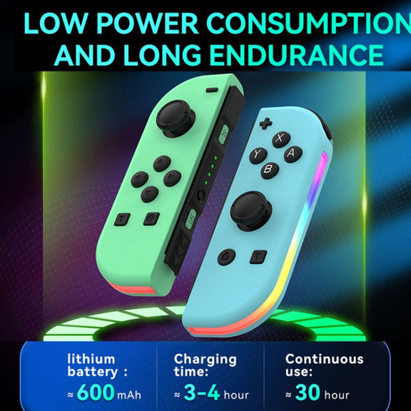JOY-02 Gaming Left And Right Handle With RGB Lights Body Feel Bluetooth Gamepad For Switch / Switch OLED / Switch Pro / Switch Lite / Switch Joycon(Blue Red)