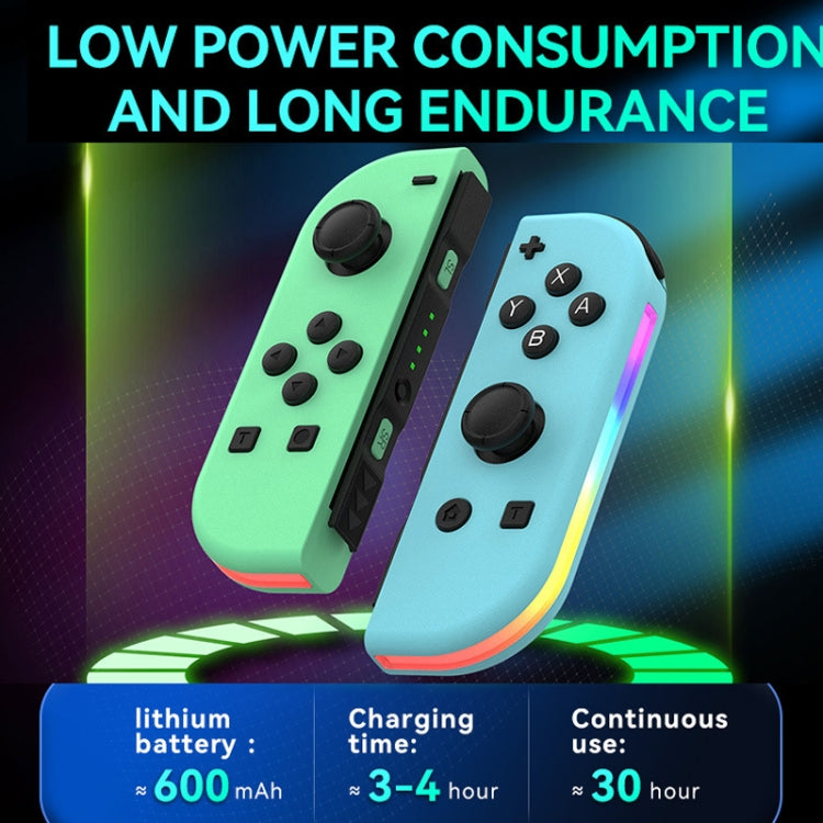 JOY-02 Gaming Left And Right Handle With RGB Lights Body Feel Bluetooth Gamepad For Switch / Switch OLED / Switch Pro / Switch Lite / Switch Joycon(Blue Red)