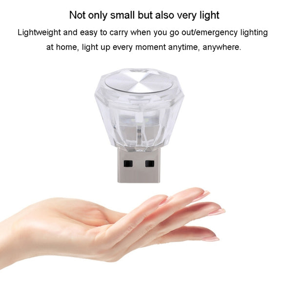 Car Diamond Model USB Ambient Light Charge-Free Plug And Play LED Decorative Lights(White Light)