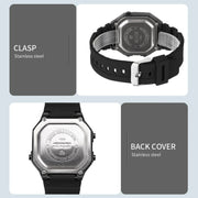 SKMEI 1698 50m Water-resistant Multifunctional Sports Square Pin Buckle Luminous Digital Watch(Black Black)