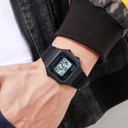 SKMEI 1698 50m Water-resistant Multifunctional Sports Square Pin Buckle Luminous Digital Watch(Black Black)