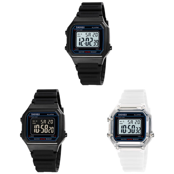 SKMEI 1698 50m Water-resistant Multifunctional Sports Square Pin Buckle Luminous Digital Watch(Black Black)