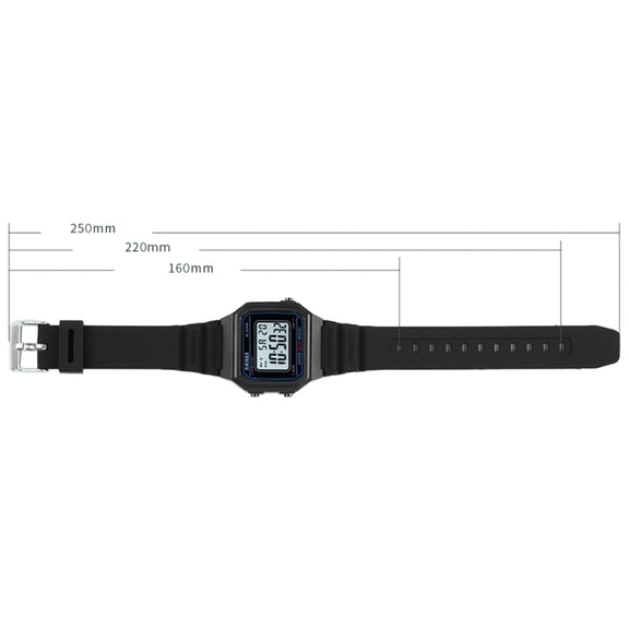 SKMEI 1698 50m Water-resistant Multifunctional Sports Square Pin Buckle Luminous Digital Watch(Black Black)