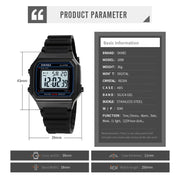SKMEI 1698 50m Water-resistant Multifunctional Sports Square Pin Buckle Luminous Digital Watch(Black Black)