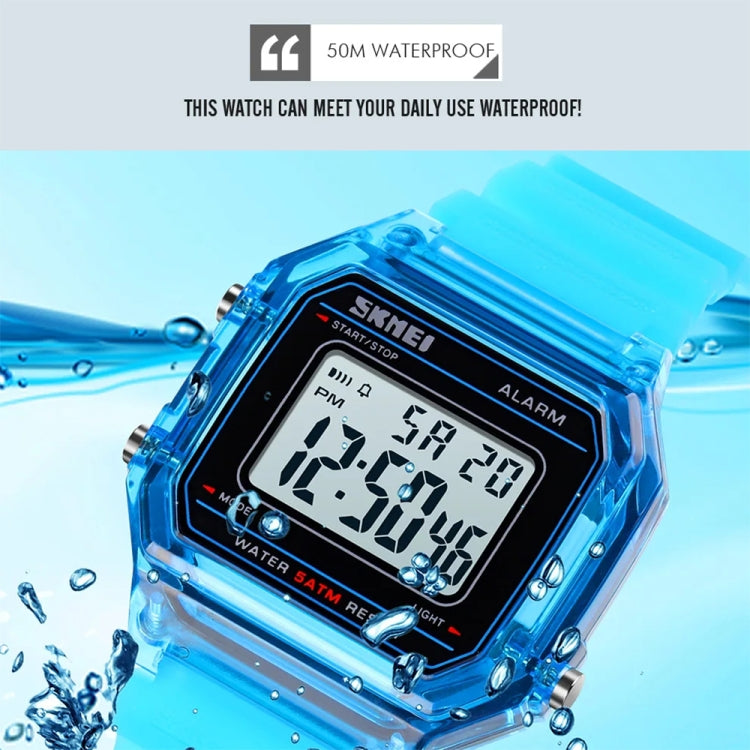SKMEI 1698 50m Water-resistant Multifunctional Sports Square Pin Buckle Luminous Digital Watch(Black Black)