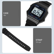 SKMEI 1698 50m Water-resistant Multifunctional Sports Square Pin Buckle Luminous Digital Watch(Black Black)
