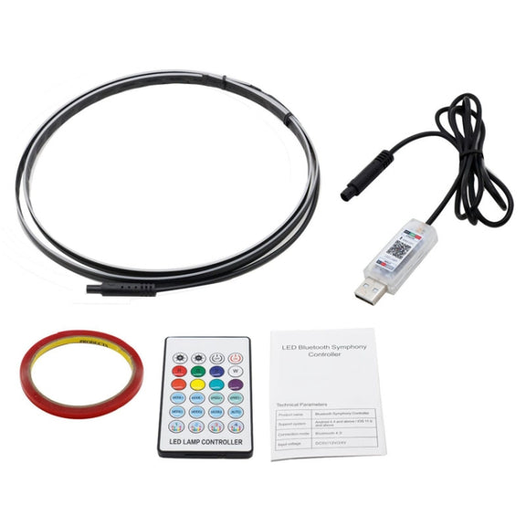 Car Interior Fiber Optic Cold Light RGB Ambient Lamp Center Phantom Footwell Atmosphere Lights, Style: One To One 110cm(Colorful Double Control)
