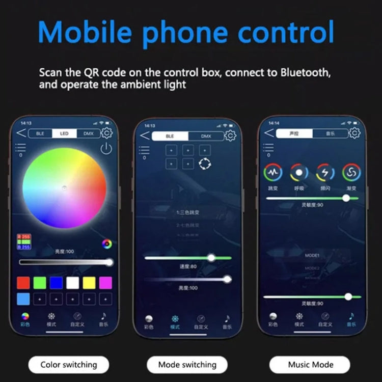 Car Interior Fiber Optic Cold Light RGB Ambient Lamp Center Phantom Footwell Atmosphere Lights, Style: One To One 110cm(Colorful Double Control) - Atmosphere lights by PMC TechLife | Online Shopping South Africa | PMC TechLife | Buy Now Pay Later Mobicred