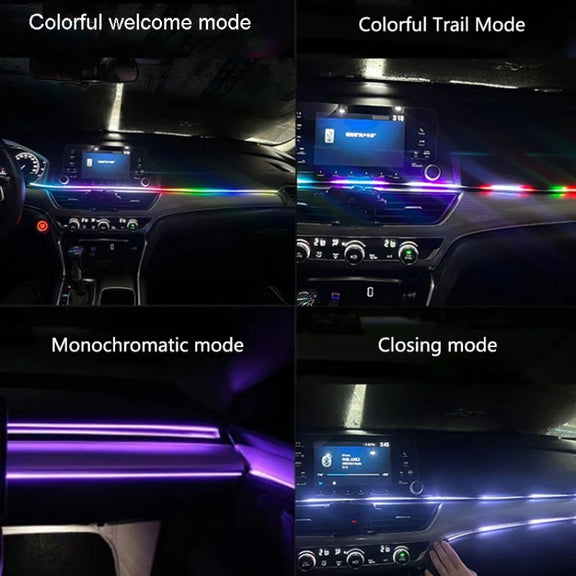 Car Interior Fiber Optic Cold Light RGB Ambient Lamp Center Phantom Footwell Atmosphere Lights, Style: One To One 110cm(Colorful Double Control)