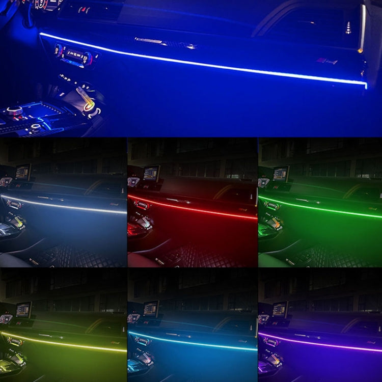 Car Interior Fiber Optic Cold Light RGB Ambient Lamp Center Phantom Footwell Atmosphere Lights, Style: One To One 110cm(Colorful Double Control)