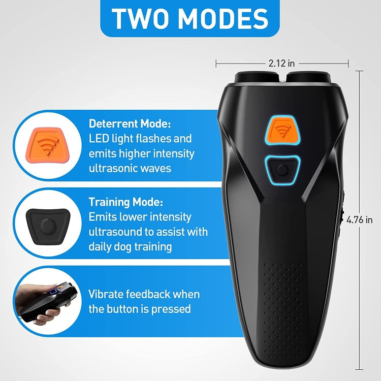 Ultrasonic Dog Repeller Stop Barker Dual Probe High Power Repeller Handheld Dog Trainer(Silver) - Training Aids by PMC TechLife | Online Shopping South Africa | PMC TechLife | Buy Now Pay Later Mobicred