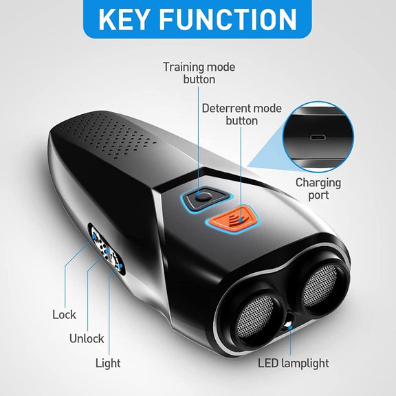 Ultrasonic Dog Repeller Stop Barker Dual Probe High Power Repeller Handheld Dog Trainer(Black)