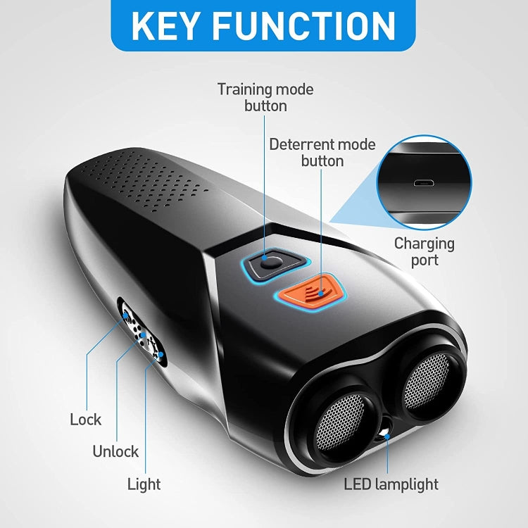 Ultrasonic Dog Repeller Stop Barker Dual Probe High Power Repeller Handheld Dog Trainer(Black)