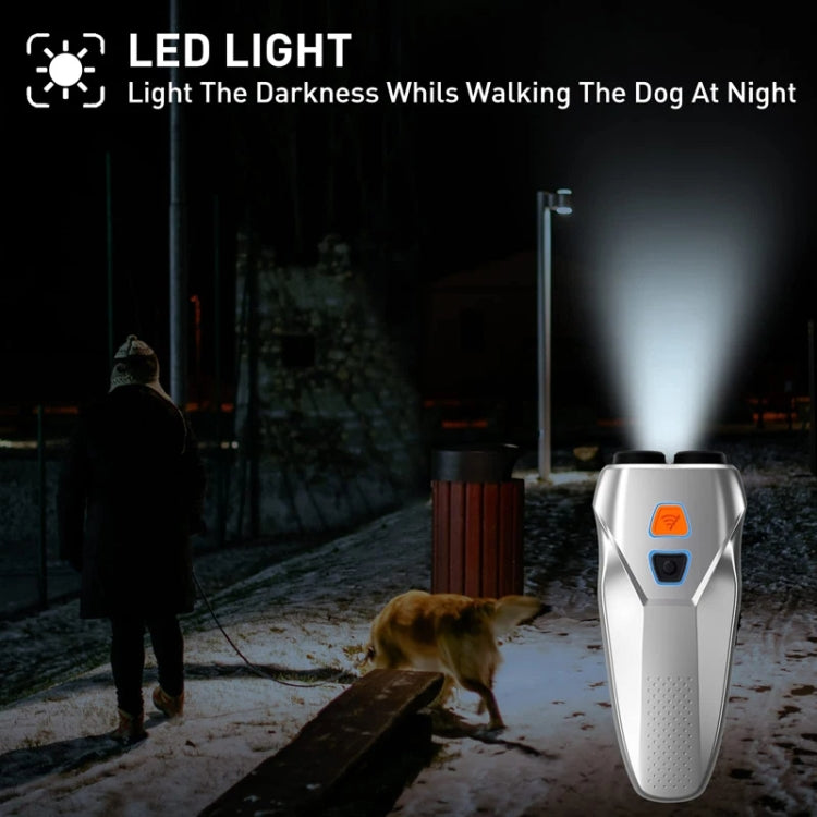 Ultrasonic Dog Repeller Stop Barker Dual Probe High Power Repeller Handheld Dog Trainer(Silver) - Training Aids by PMC TechLife | Online Shopping South Africa | PMC TechLife | Buy Now Pay Later Mobicred