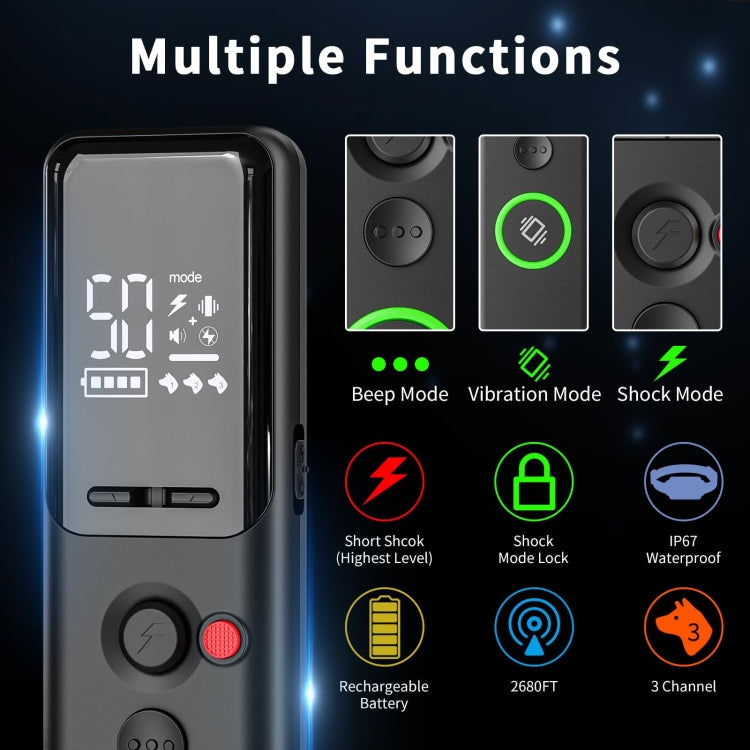 Color Screen Dragon Two Remote Control Pet Electric Shock Circular Dog Trainer(Black) - Training Aids by PMC TechLife | Online Shopping South Africa | PMC TechLife | Buy Now Pay Later Mobicred