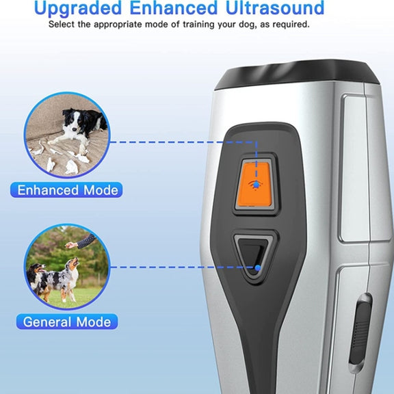 Dual Probe Dual Drive Ultrasonic Stop Barker Pet Trainer(Silver Gray)