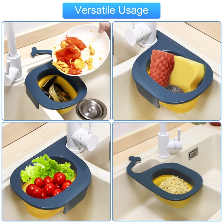 Multifunctional Whale-shaped Foldable Kitchen Fruit and Vegetable Draining Basket(Yellow Blue) - Filters by PMC TechLife | Online Shopping South Africa | PMC TechLife | Buy Now Pay Later Mobicred