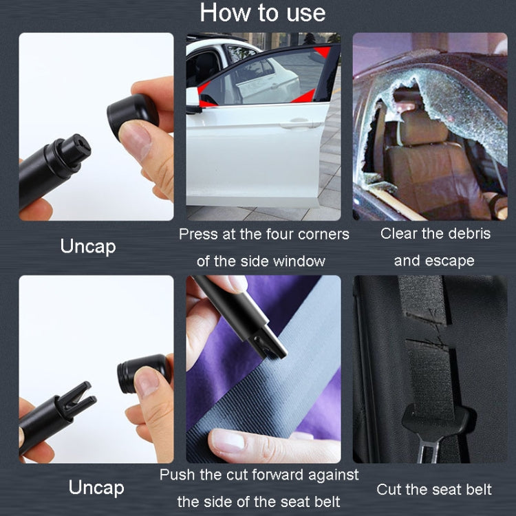 Car Emergency Life-Saving Safety Hammer Multifunctional Fast Window Breaker For Vehicle 2 In 1(Black) - free shipping - PMC Jewellery - Order now!