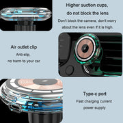 For iPhone Magsafe Magnetic Car Wireless Charger Phone Holder Light Emitting Wireless Charger, Style:  Pickup RGB Light