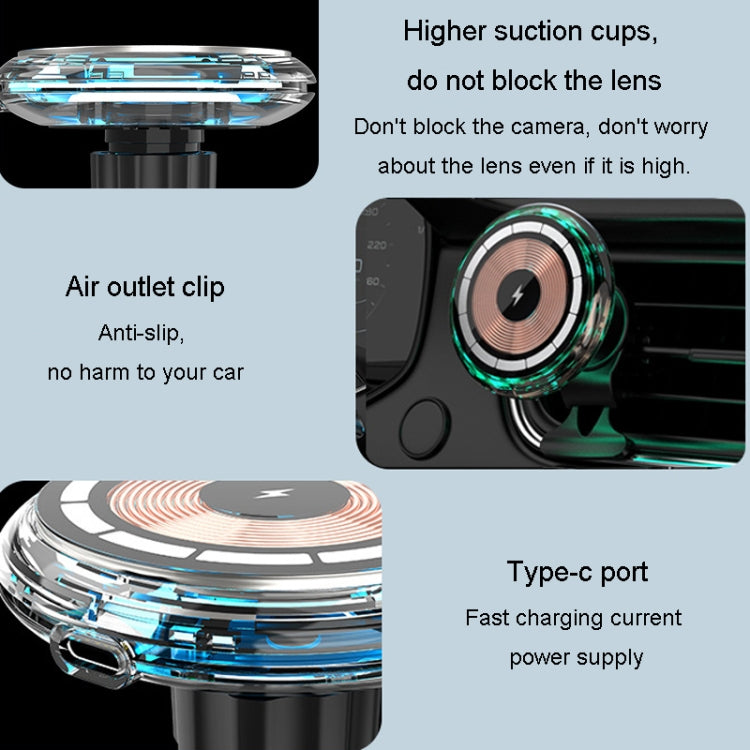 For iPhone Magsafe Magnetic Car Wireless Charger Phone Holder Light Emitting Wireless Charger, Style:  Pickup RGB Light