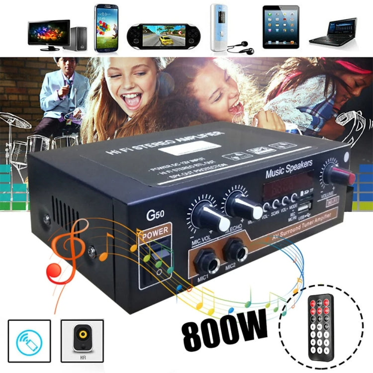 Bluetooth Built-in Recording Microphone USB Flash Drive Digital Dual-purpose Power Amplifier(US Plug 110V) - Car Amplifiers by PMC TechLife | Online Shopping South Africa | PMC TechLife | Buy Now Pay Later Mobicred