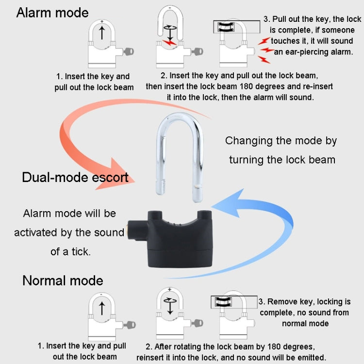 Long Beam Model Outdoor Door Anti-Theft Alarm Lock Waterproof Anti-Pick Motorcycle Bicycle Padlock - Theft Protection by PMC TechLife | Online Shopping South Africa | PMC TechLife | Buy Now Pay Later Mobicred