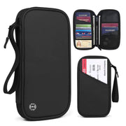 RFID Anti-Theft Certificate Storage Package Oxford Cloth Handheld Travel Passport Card Bag(Black)