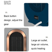 Small Desktop Electric Heater Home PTC Instant Energy-saving Heater, Spec: UK Plug(White)