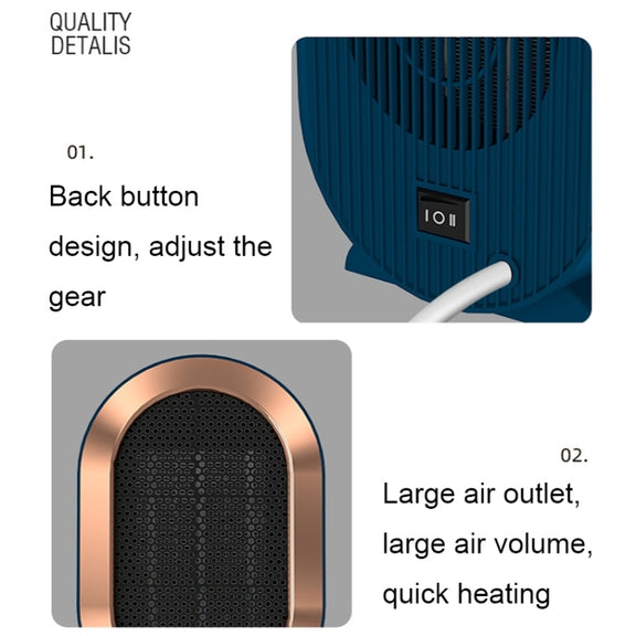 Small Desktop Electric Heater Home PTC Instant Energy-saving Heater, Spec: UK Plug(White)