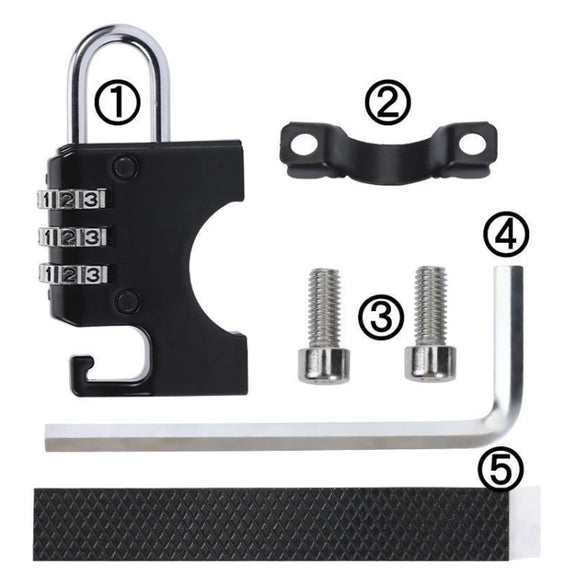 Motorcycle Helmet Anti-Theft Lock Fixed Helmet Combination Padlock, Color: Black