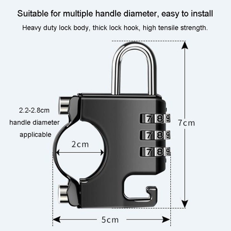 Motorcycle Helmet Anti-Theft Lock Fixed Helmet Combination Padlock, Color: Black - Theft Protection by PMC TechLife | Online Shopping South Africa | PMC TechLife | Buy Now Pay Later Mobicred