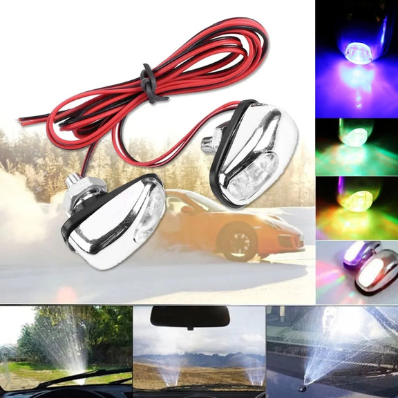 Car Wiper Sprayer Spray Decorative Lamp LED Hood Spray Lights(Blue)