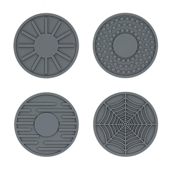 4pcs/set 6.8x0.3cm Car Anti-slip Silicone Water Coaster Storage Interior, Color: Gray