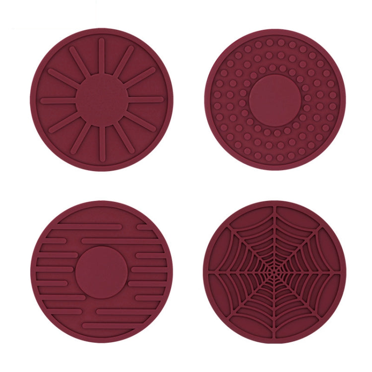 4pcs/set 6.8x0.3cm Car Anti-slip Silicone Water Coaster Storage Interior, Color: Wine Red - free shipping - PMC TechLife - Order now!