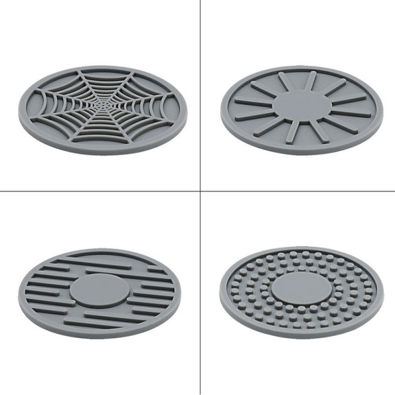 4pcs/set 6.8x0.3cm Car Anti-slip Silicone Water Coaster Storage Interior, Color: Brown