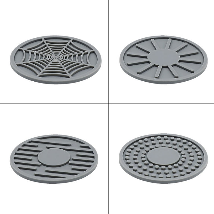 4pcs/set 6.8x0.3cm Car Anti-slip Silicone Water Coaster Storage Interior, Color: Brown
