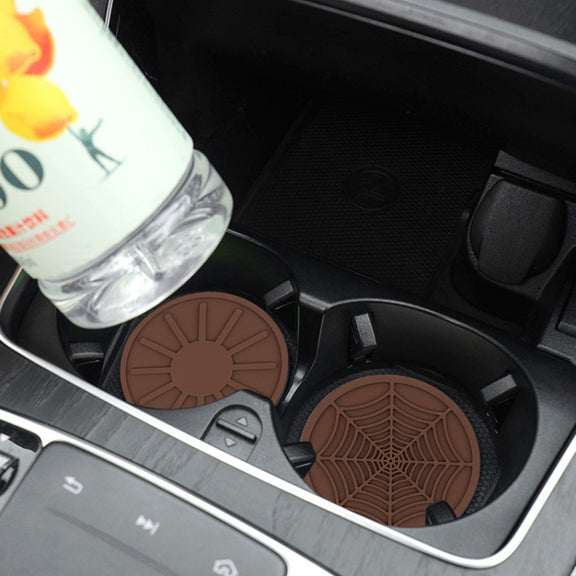 4pcs/set 6.8x0.3cm Car Anti-slip Silicone Water Coaster Storage Interior, Color: Black