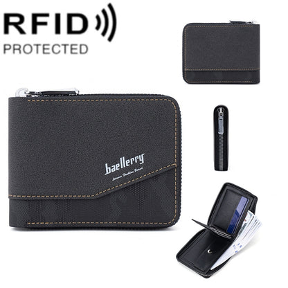 Baellerry D5106 RFID Anti-theft Retro Zipper Wallet Spliced Short Coin Purse(Black) - Antimagnetic RFID Package by Baellerry | Online Shopping South Africa | PMC Jewellery | Buy Now Pay Later Mobicred