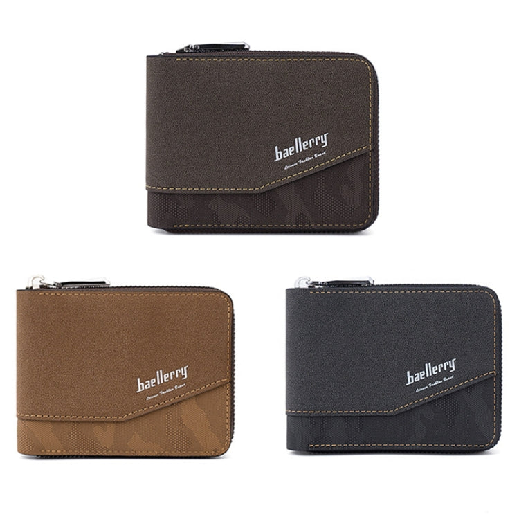 Baellerry D5106 RFID Anti-theft Retro Zipper Wallet Spliced Short Coin Purse(Light Brown)