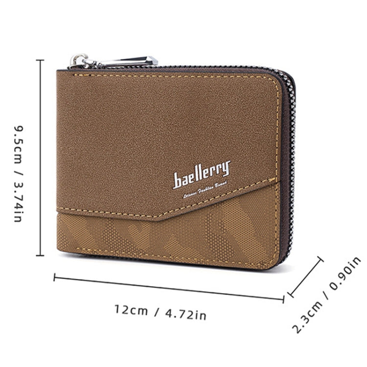 Baellerry D5106 RFID Anti-theft Retro Zipper Wallet Spliced Short Coin Purse(Coffee) - Antimagnetic RFID Package by Baellerry | Online Shopping South Africa | PMC Jewellery | Buy Now Pay Later Mobicred