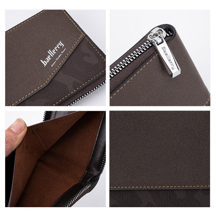 Baellerry D5106 RFID Anti-theft Retro Zipper Wallet Spliced Short Coin Purse(Coffee) - Antimagnetic RFID Package by Baellerry | Online Shopping South Africa | PMC TechLife | Buy Now Pay Later Mobicred