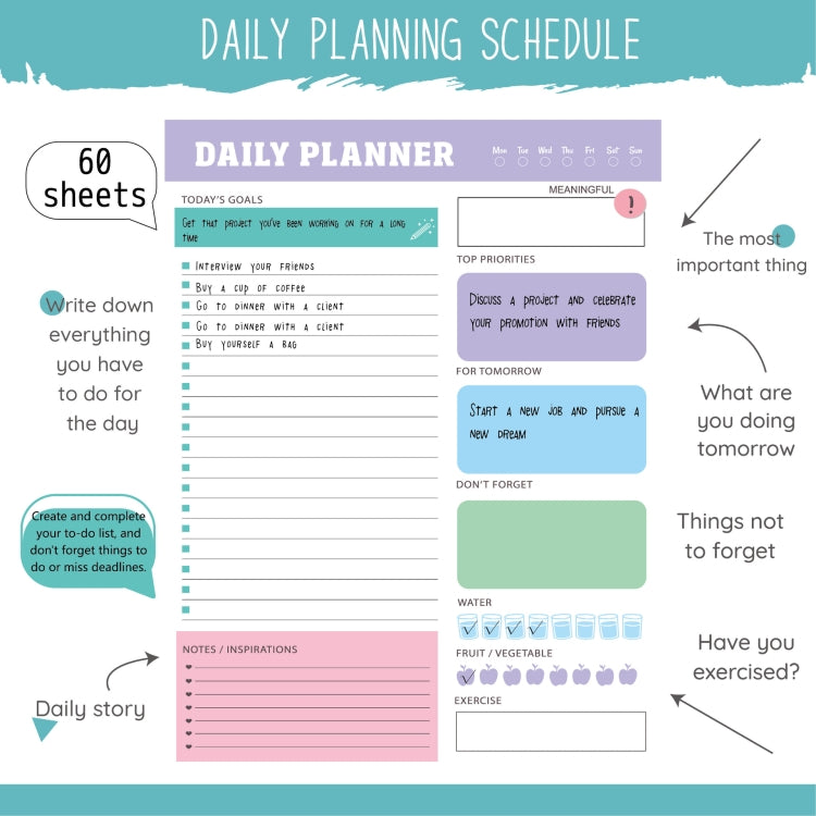 60pages /Book Weekly Planning Note Pad Schedule Time Management Planning Notebook(Jh002) - Notebooks by PMC TechLife | Online Shopping South Africa | PMC TechLife