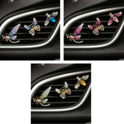 3pcs/set Metal Butterfly Dragonfly Bee Car Air Vent Aromatherapy Decorative Clip(Blue)