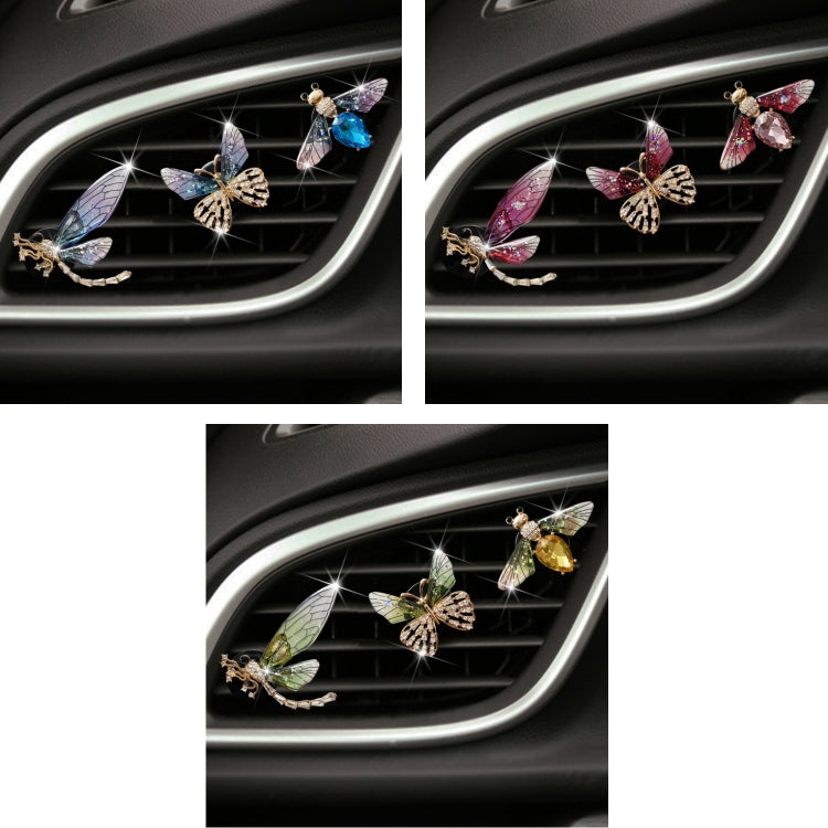 3pcs/set Metal Butterfly Dragonfly Bee Car Air Vent Aromatherapy Decorative Clip(Rose Red) - Air Freshener by PMC TechLife | Online Shopping South Africa | PMC TechLife | Buy Now Pay Later Mobicred