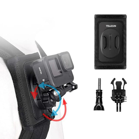 TELESIN Backpack Shoulder Strap Bracket Mount for GoPro Hero / Insta360 /  SJCAM / DJI Action Accessories, Spec: Set A