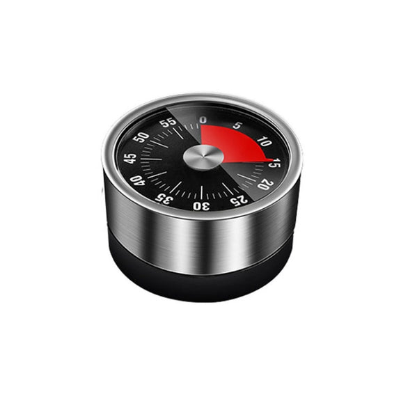 Kitchen Stainless Steel Mechanical Timer Student Time Management Reminder Baking Alarm Clock(Black)