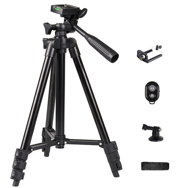 Portable Aluminum DSLR Camera Live Tripod Photography Retractable Landing Bracket, Specification: 150cm Tripod+Clip+Bag+Controller+Adaptor