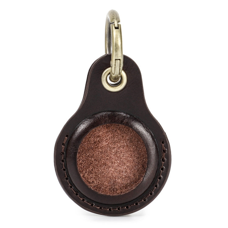 For Airtag CONTACTS FAMILY CF1139 First-layer Cowhide Tracker Protective Case Pet Locator Leather Case(Dark Brown) - Key Chain Series by CONTACTS FAMILY | Online Shopping South Africa | PMC Jewellery | Buy Now Pay Later Mobicred
