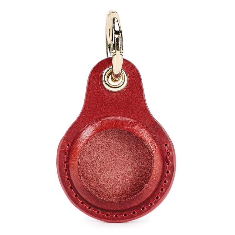 For Airtag CONTACTS FAMILY CF1139 First-layer Cowhide Tracker Protective Case Pet Locator Leather Case(Red) - Key Chain Series by CONTACTS FAMILY | Online Shopping South Africa | PMC Jewellery | Buy Now Pay Later Mobicred