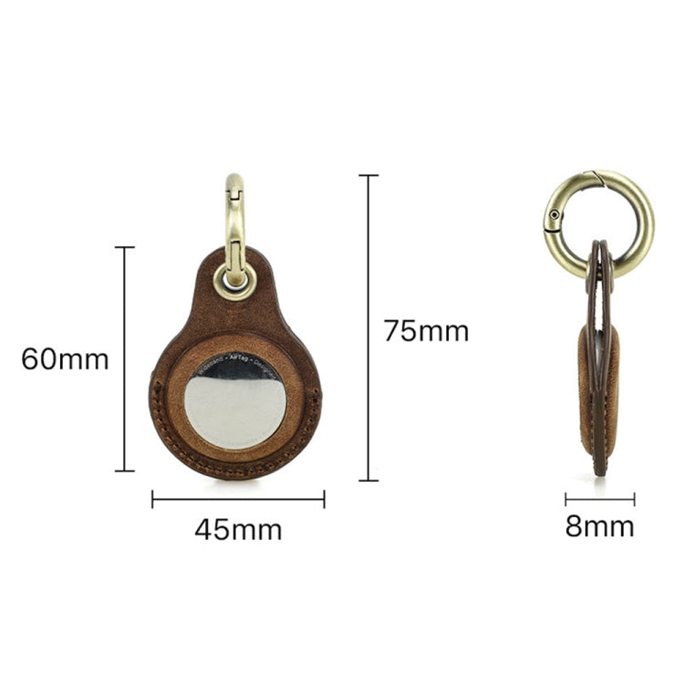 For Airtag CONTACTS FAMILY CF1139 First-layer Cowhide Tracker Protective Case Pet Locator Leather Case(Dark Brown)